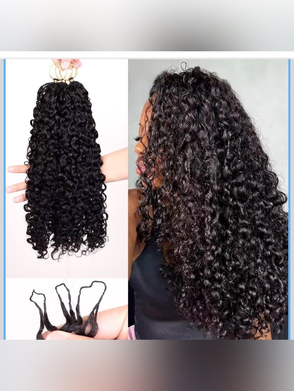 60 grams Deep Curly Human 3C4A Crochet Hair Extensions  45 Strands 18 Inch